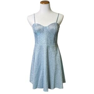 Jules & Cleo Sparkly Light Blue Fit and Flare Dress Homecoming Party Formal 10